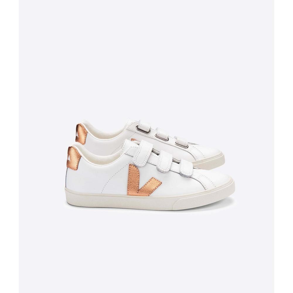 Αθλητικά Παπούτσια γυναικεια Veja 3-LOCK LEATHER White/Orange | GR 604UZG